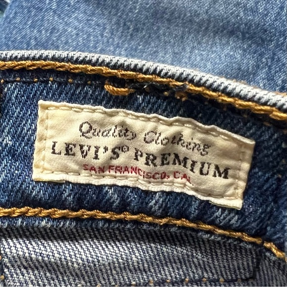 Levi's Wedgie Straight Leg High Rise Jeans Big E Raw Hem Button Fly - Picture 6 of 8